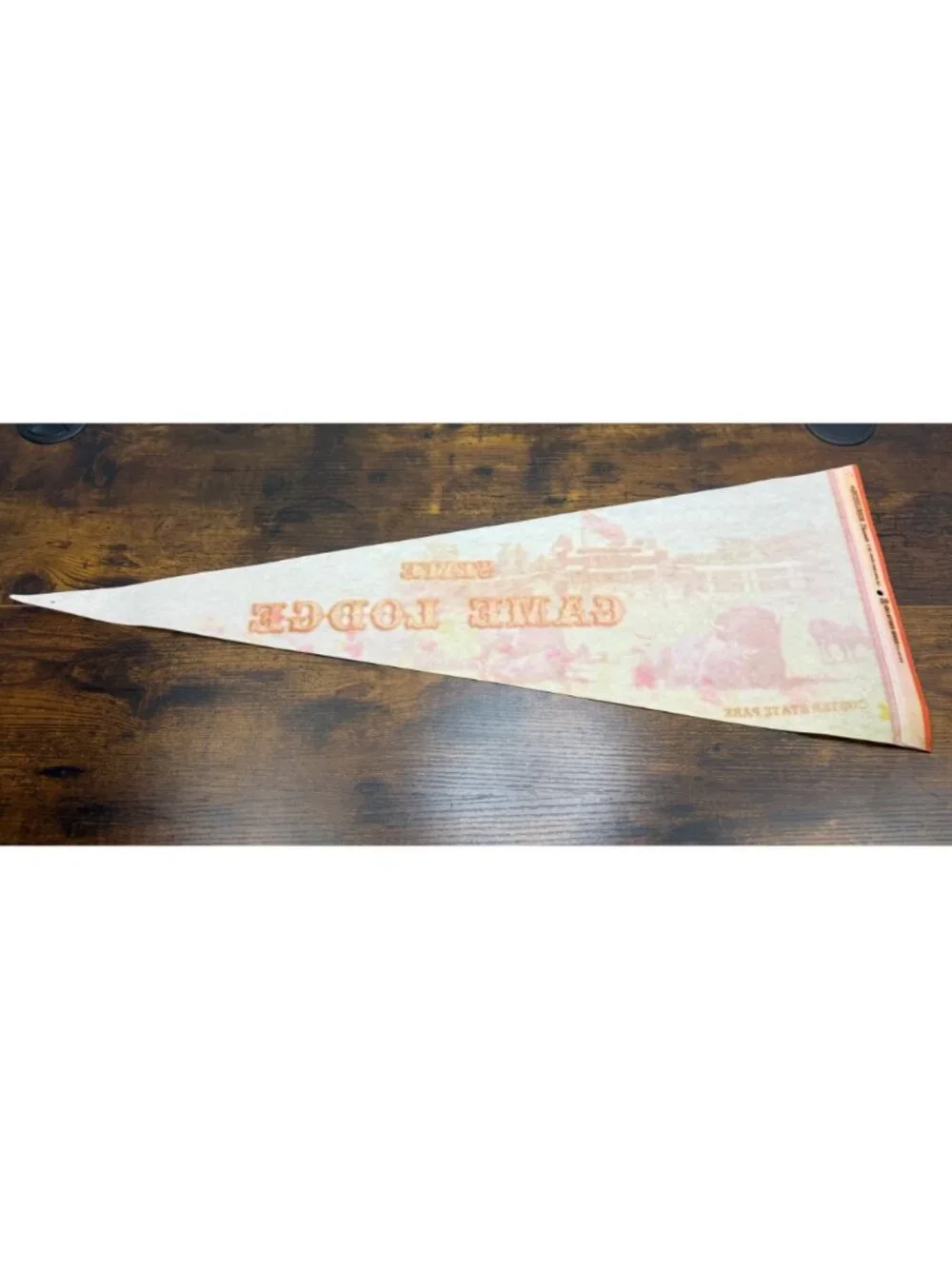 Vintage Custer State Park Game Lodge Pennant With Bison & Lodge 29.5 inches